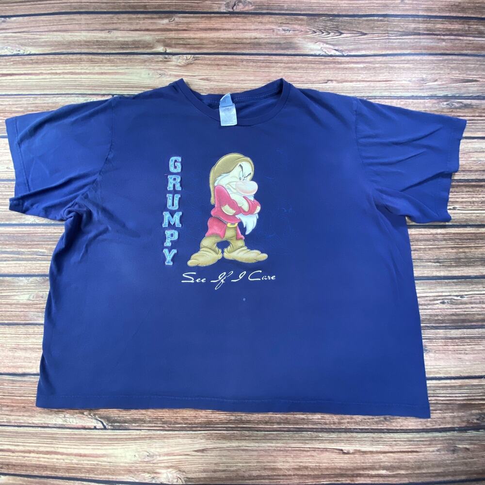 Vtg Women’s Disney Grumpy “See If I Care” T-Shirt Navy Blue Graphic Tee Size 4X